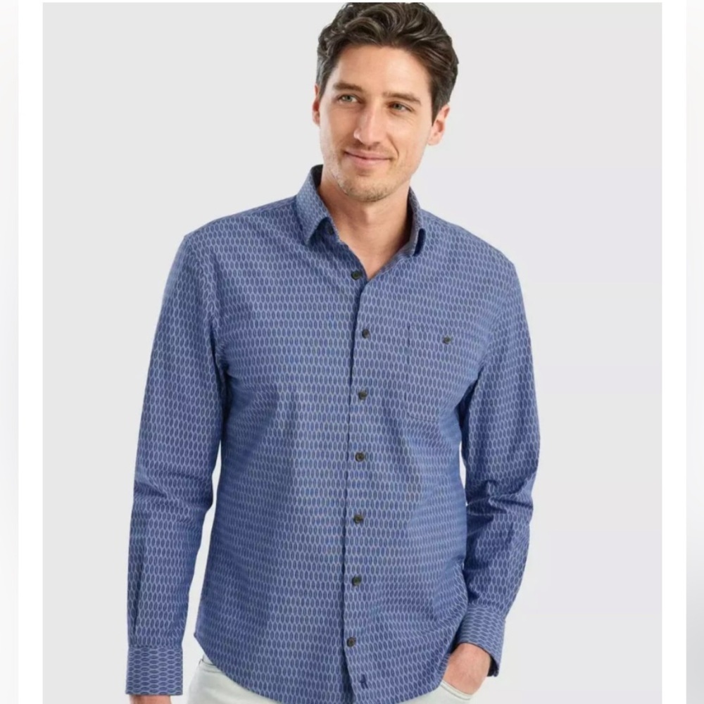 Johnnie-O Hangin' Out Button Down Laguna Blue Size M Stretch - Picture 3 of 6